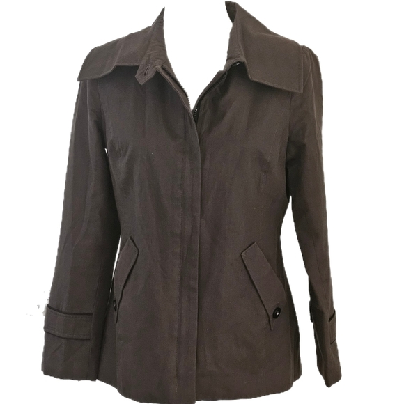 Soia & Kyo Womens Brown/GRN Cotton Blend Zip Front with Storm Flap Jacket Size M